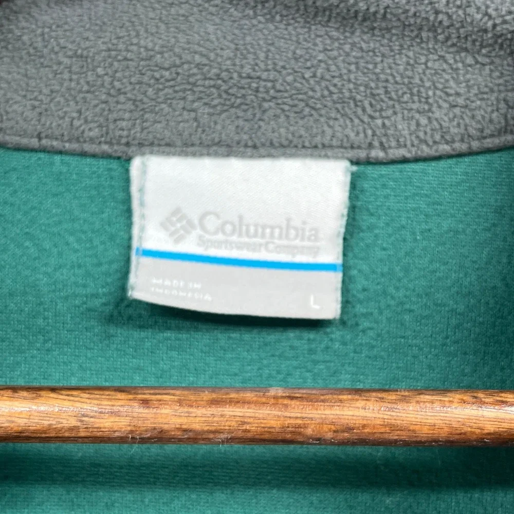 Columbia Fleece Pullover Men Large Klamath Range II Green Gray 1/4 Zip Outdoor
